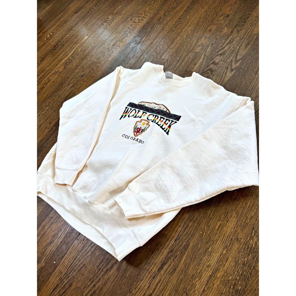 Vintage Wolf Creek Ski Colorado Sweatshirt XL Fruit Of The Loom Cotton White